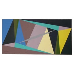 Large Scale Abstract Painting 72" x 36 D'Amelio Mid Century Modern Hard Edge Art