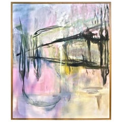 Large Scale Abstract Painting, Custom Wood Frame