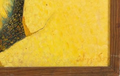 Large Scale Abstract Painting oil on board barren landscape Yellow sun