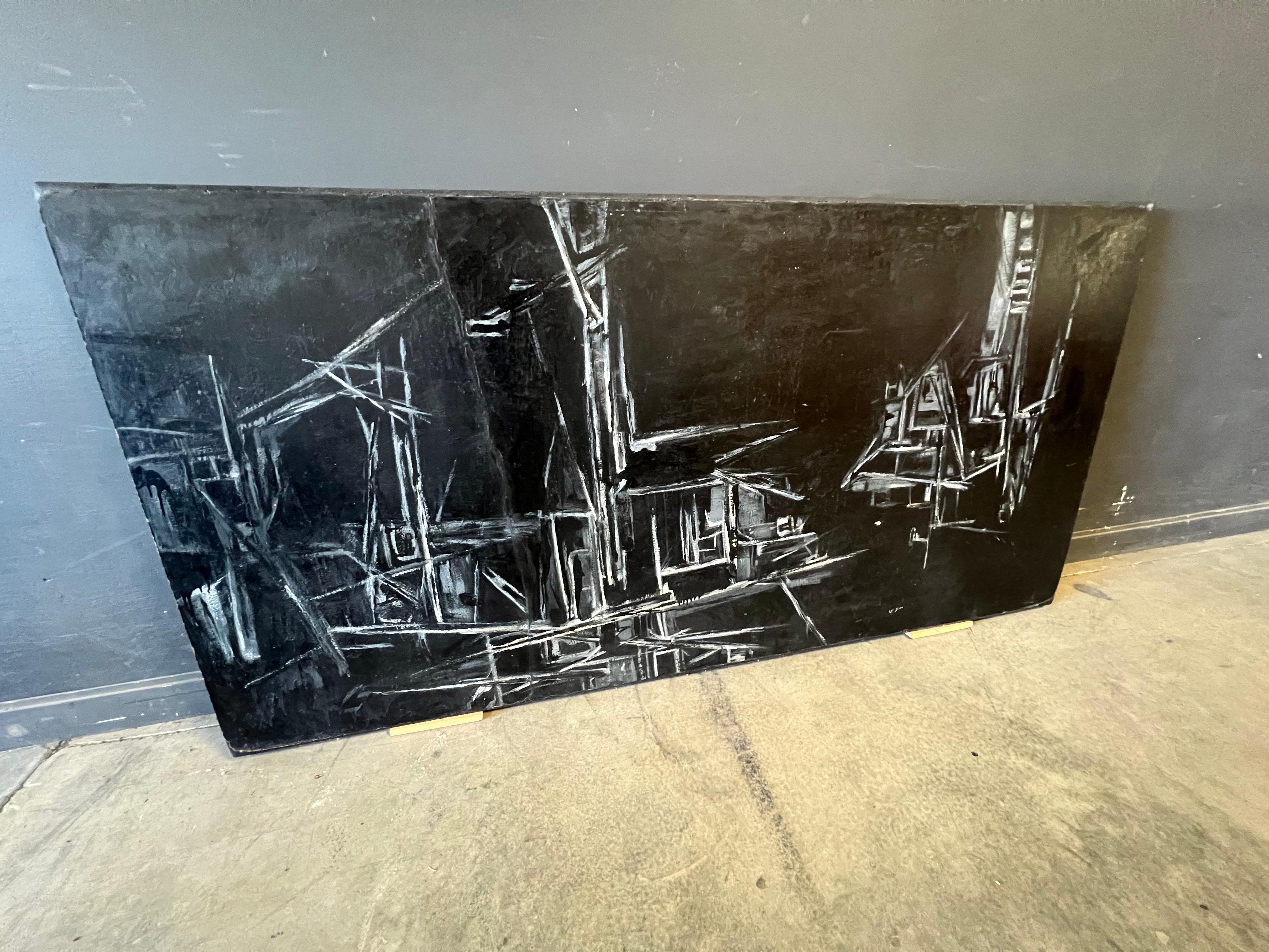 Large Scale Abstract titled, Fall of this Hero. From a Kingston NY estate of former gallery owner. Painting is signed Willem Door and titled on verso.
measures 96 x 42 x 2 on massive wood panel.