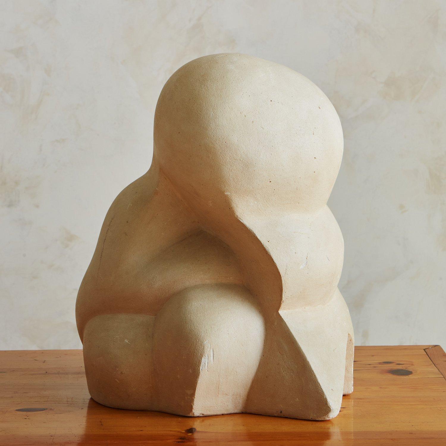 A handmade abstract plaster sculpture sourced in France featuring a beautiful, porous finish. We love the classic form and humble materiality of this timeless piece. Unsigned, 1970s.