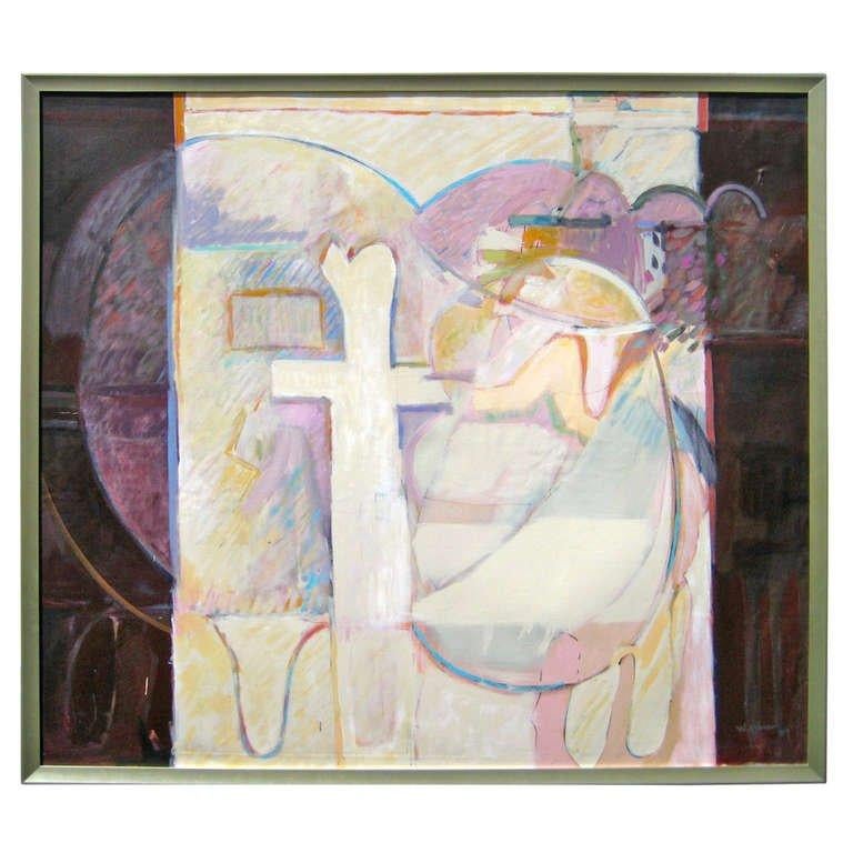 Large-Scale Acrylic on Canvas Painting by American Artist Wesley E. Johnson  For Sale