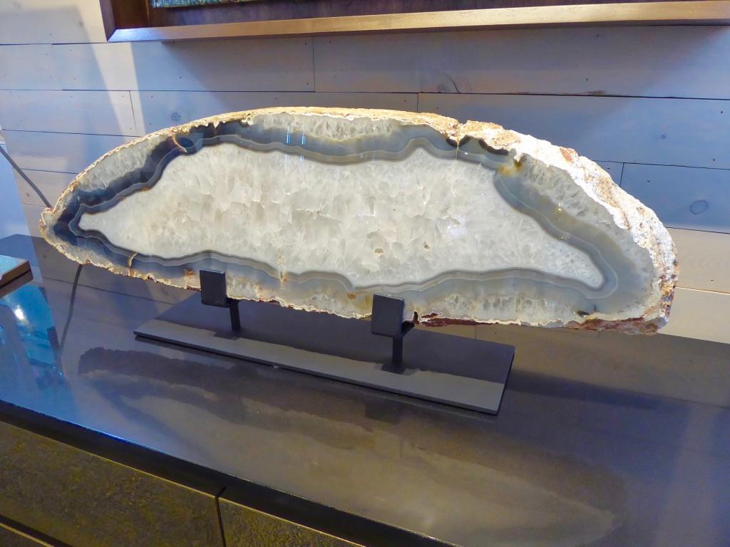 Modern Large Scale Agate Specimen on Custom Iron Stand For Sale