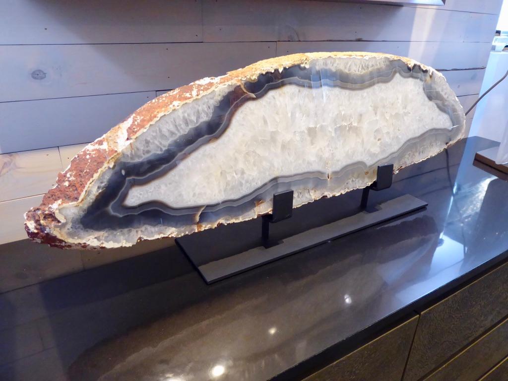 Indonesian Large Scale Agate Specimen on Custom Iron Stand For Sale