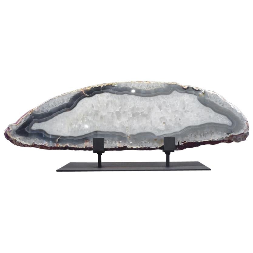 Large Scale Agate Specimen on Custom Iron Stand For Sale