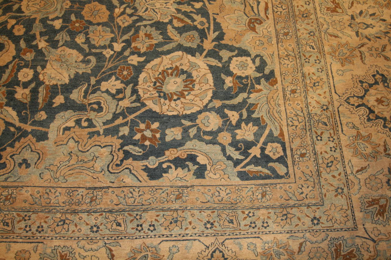 Kirman Large Scale All-Over Design Light Blue Persian Kerman Carpet