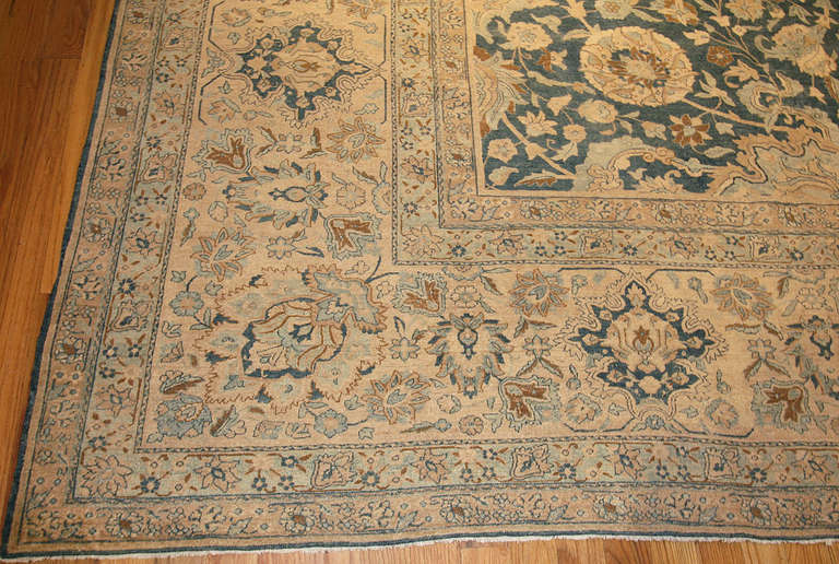 Hand-Knotted Large Scale All-Over Design Light Blue Persian Kerman Carpet