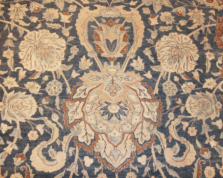 19th Century Large Scale All-Over Design Light Blue Persian Kerman Carpet