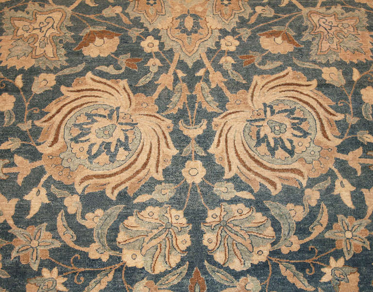 Wool Large Scale All-Over Design Light Blue Persian Kerman Carpet