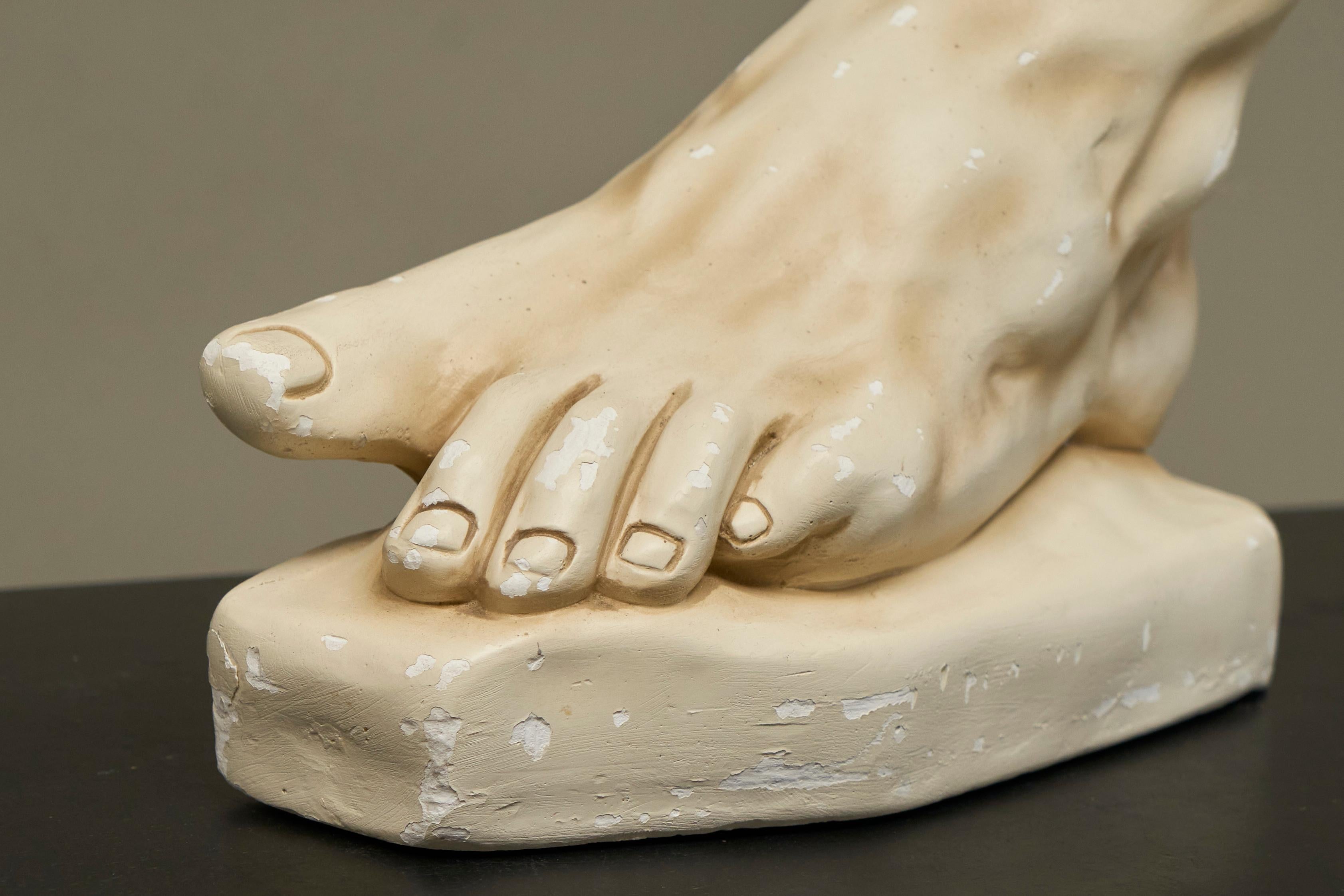 Hand-Crafted Large Scale Anatomical Study of a Foot in Plaster 1950s For Sale