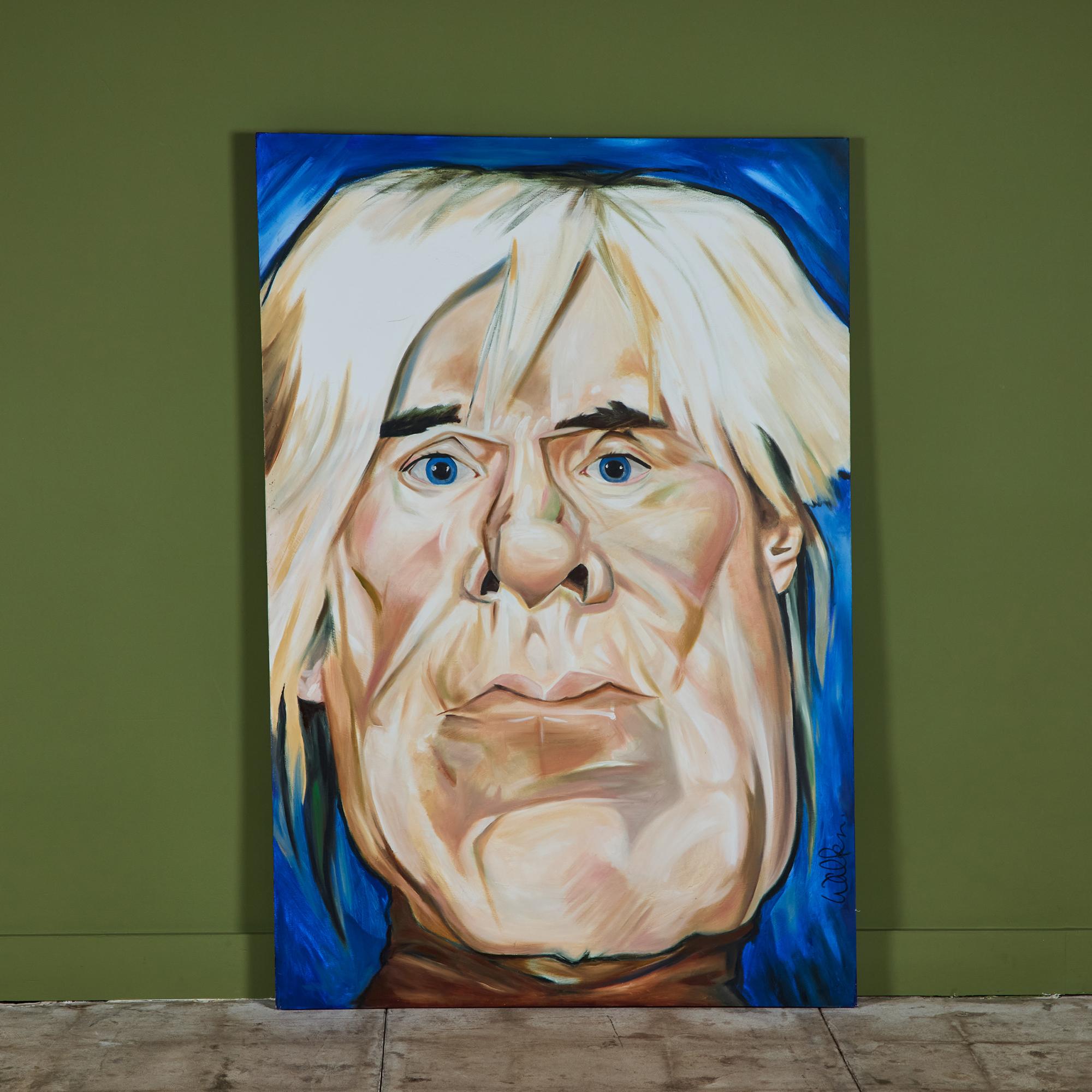 Striking large scale portrait painting of Andy Warhol. Signed by artist.

Dimensions
48.25