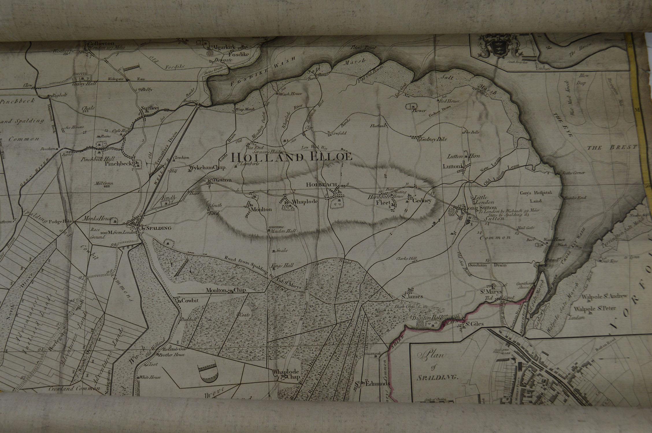 Large Scale Antique Scroll Map of Lincolnshire, England, Dated 1778 3