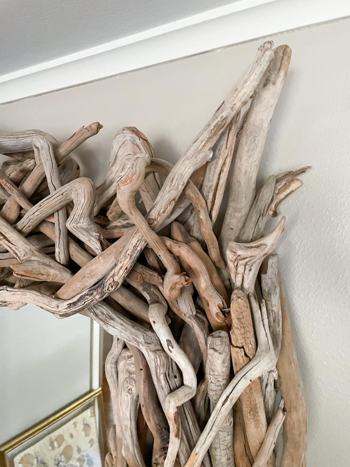 Specchio artigianale in legno driftwood di grandi dimensioni 6