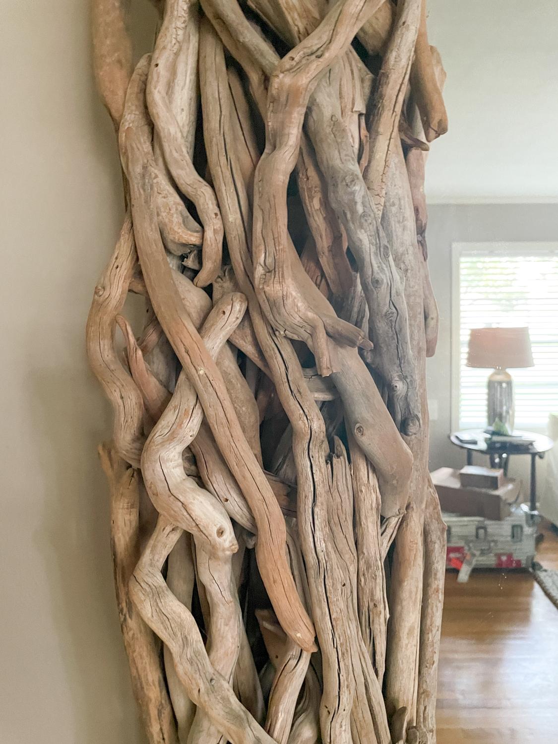 Americano Specchio artigianale in legno driftwood di grandi dimensioni