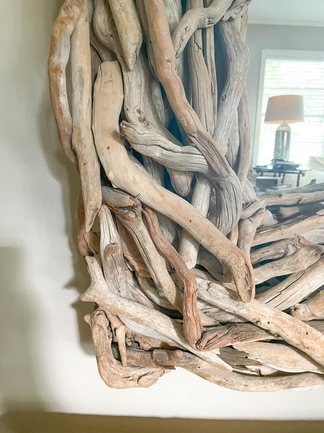 Fatto a mano Specchio artigianale in legno driftwood di grandi dimensioni