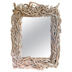 Specchio artigianale in legno driftwood di grandi dimensioni