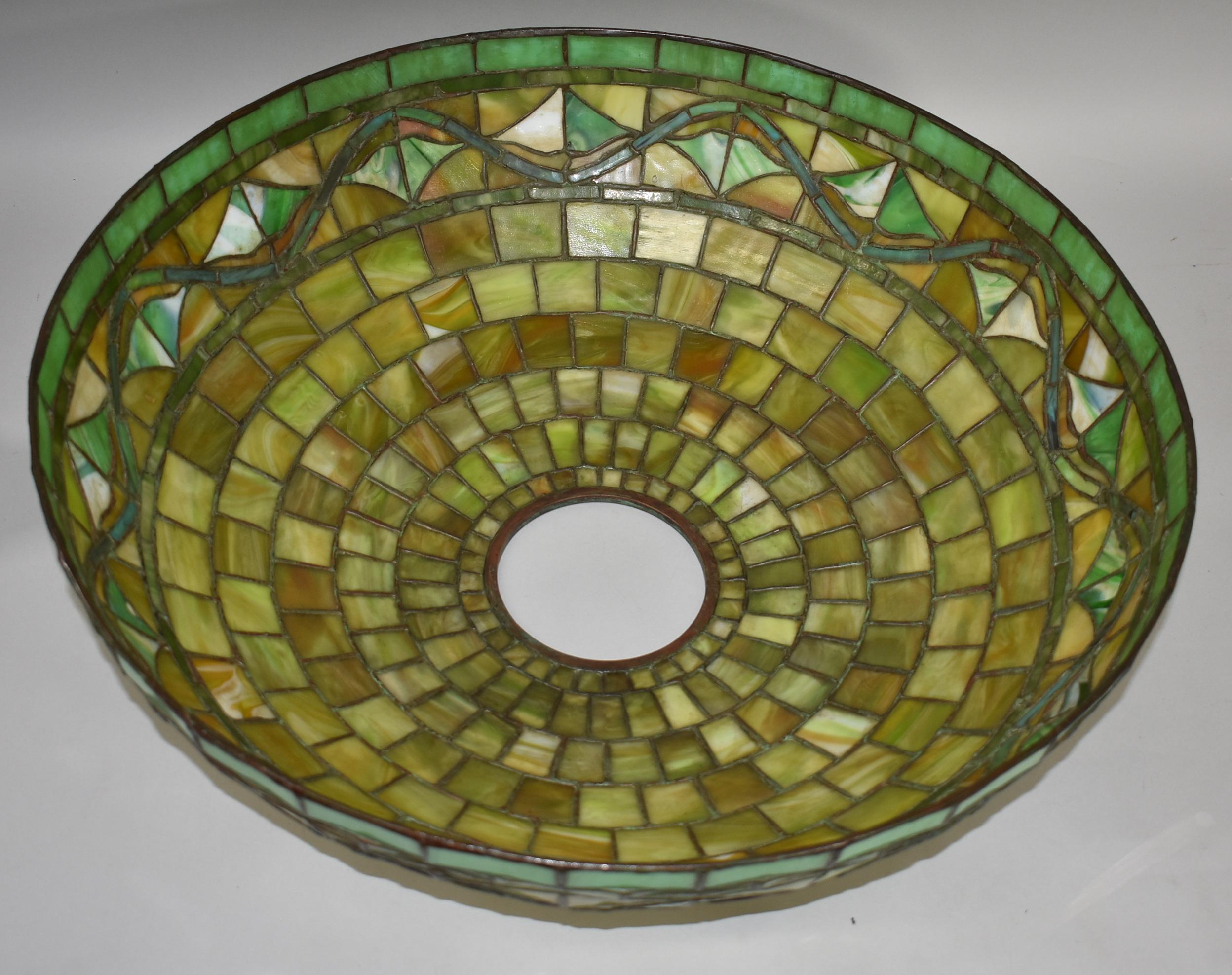 20th Century Large Scale Arts & Crafts Handel Leaded Glass Lamp with Shade