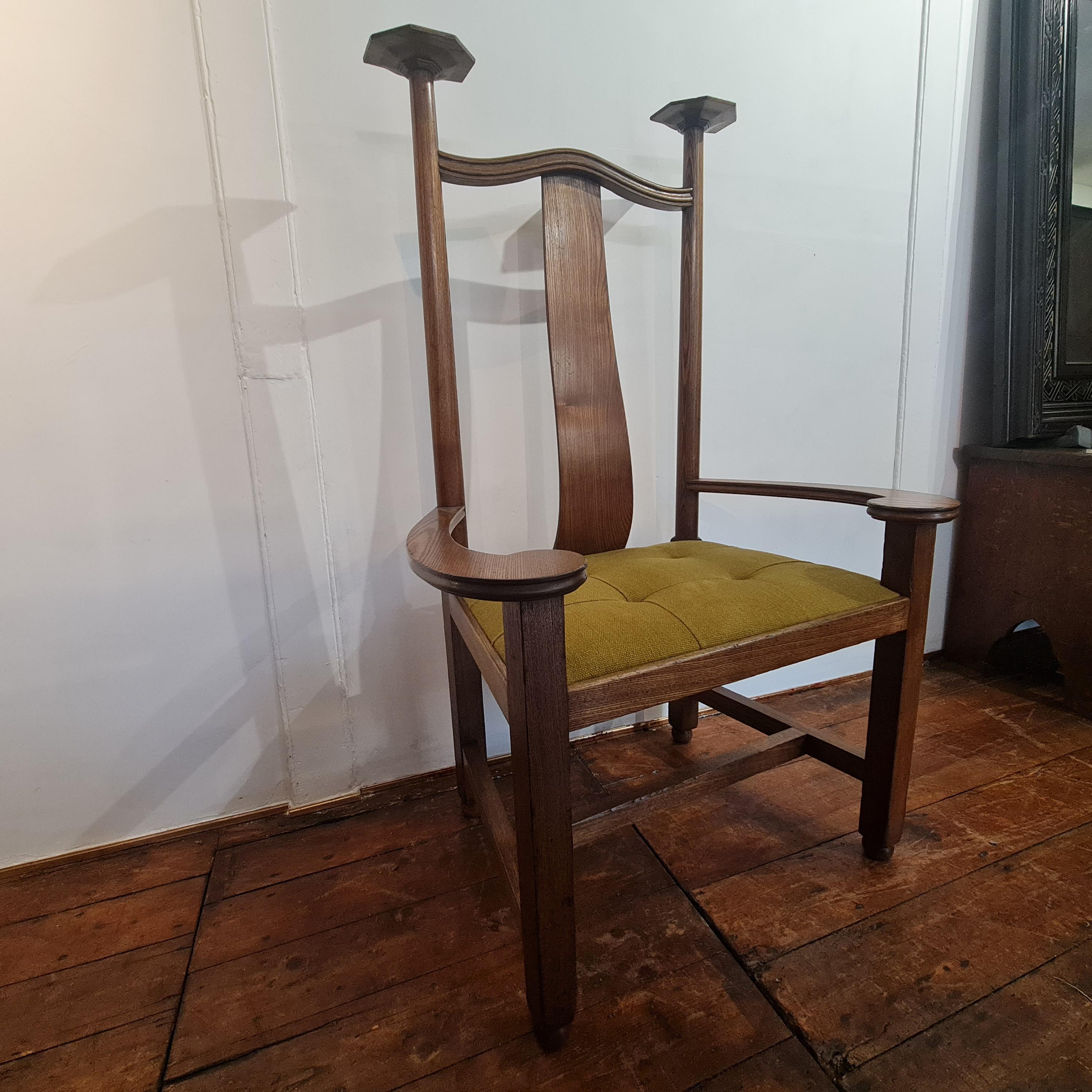 British Large Scale Arts & Crafts oak Armchair For Sale