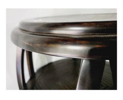Large Scale Asian Ebonized Pencil Bamboo Side Tables / Stools, Pair