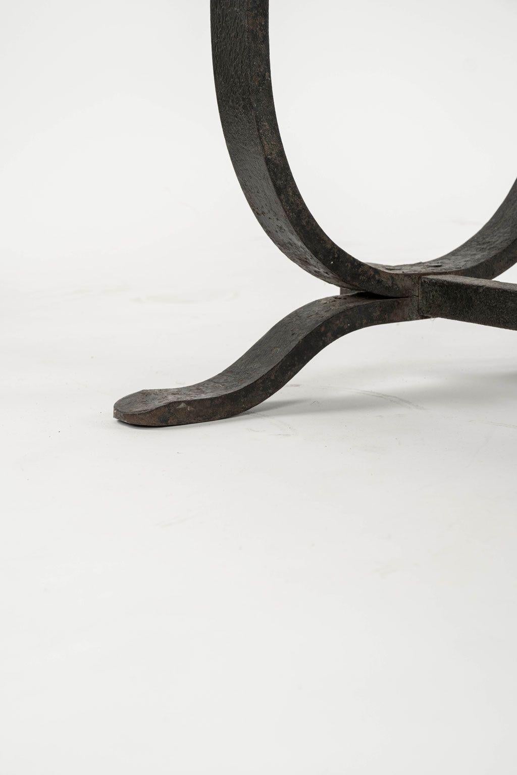 French Provincial Large-Scale Belgian Bluestone Top Iron Console Table