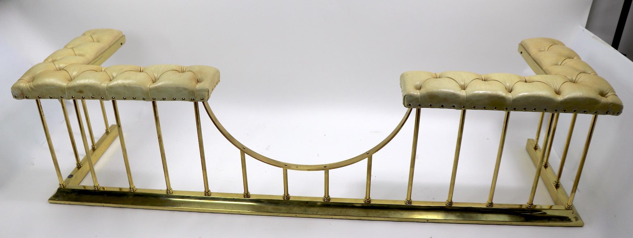 Large Scale Bench Club Fender in Brass and Leather 6