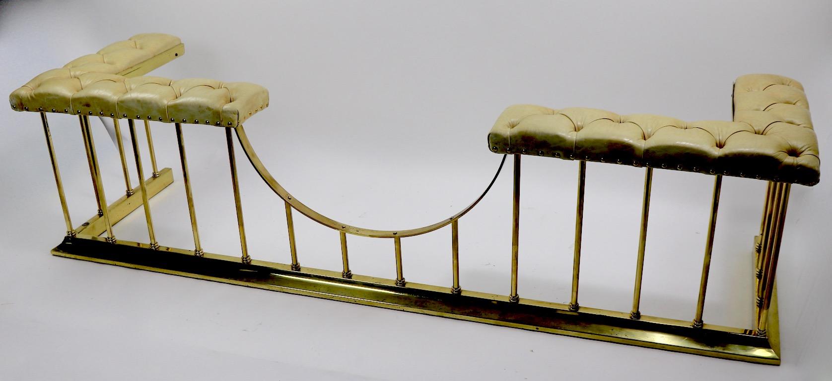 Large Scale Bench Club Fender in Brass and Leather 13