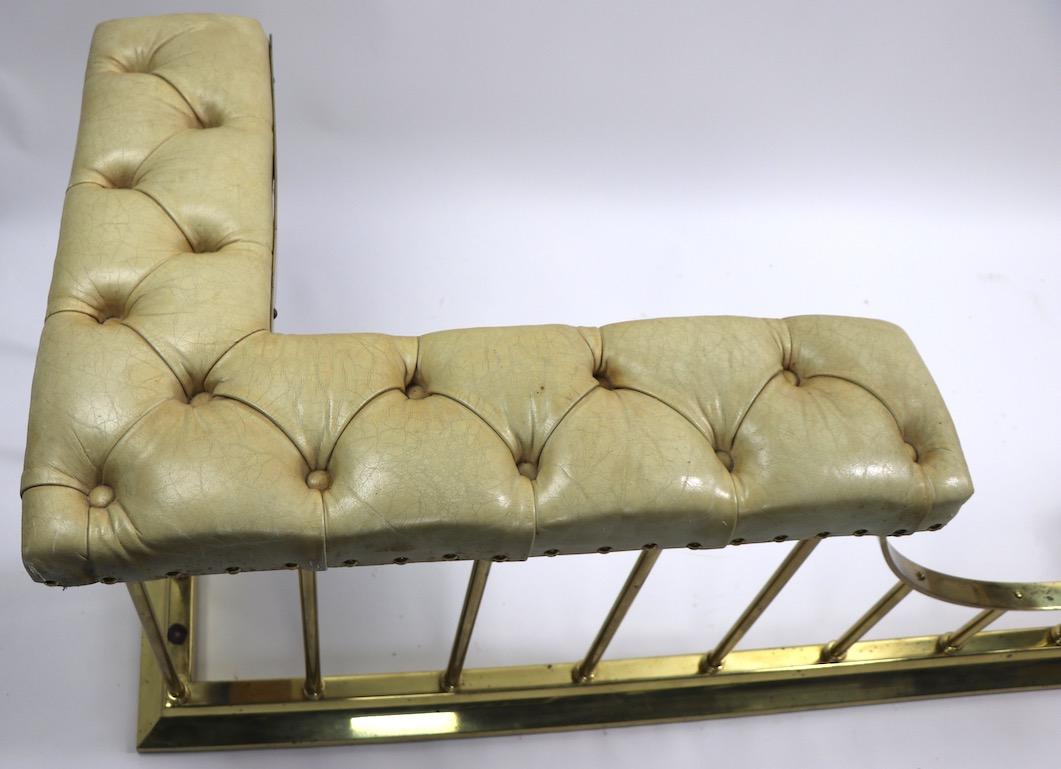 Large Scale Bench Club Fender in Brass and Leather In Good Condition In New York, NY