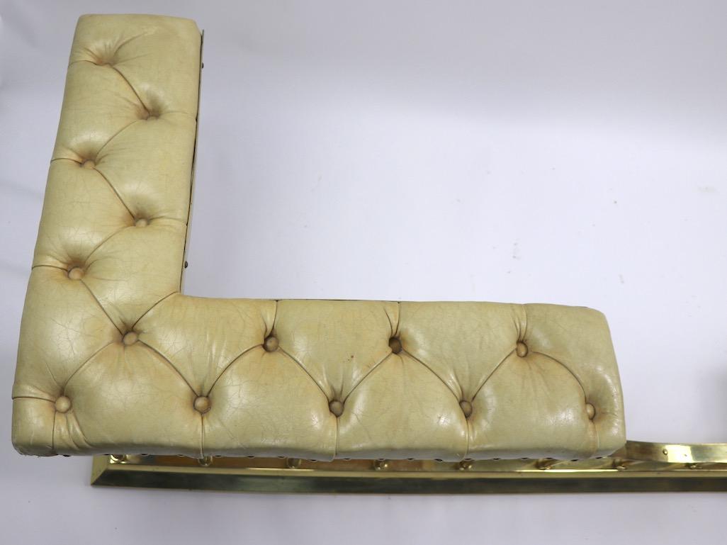 20th Century Large Scale Bench Club Fender in Brass and Leather