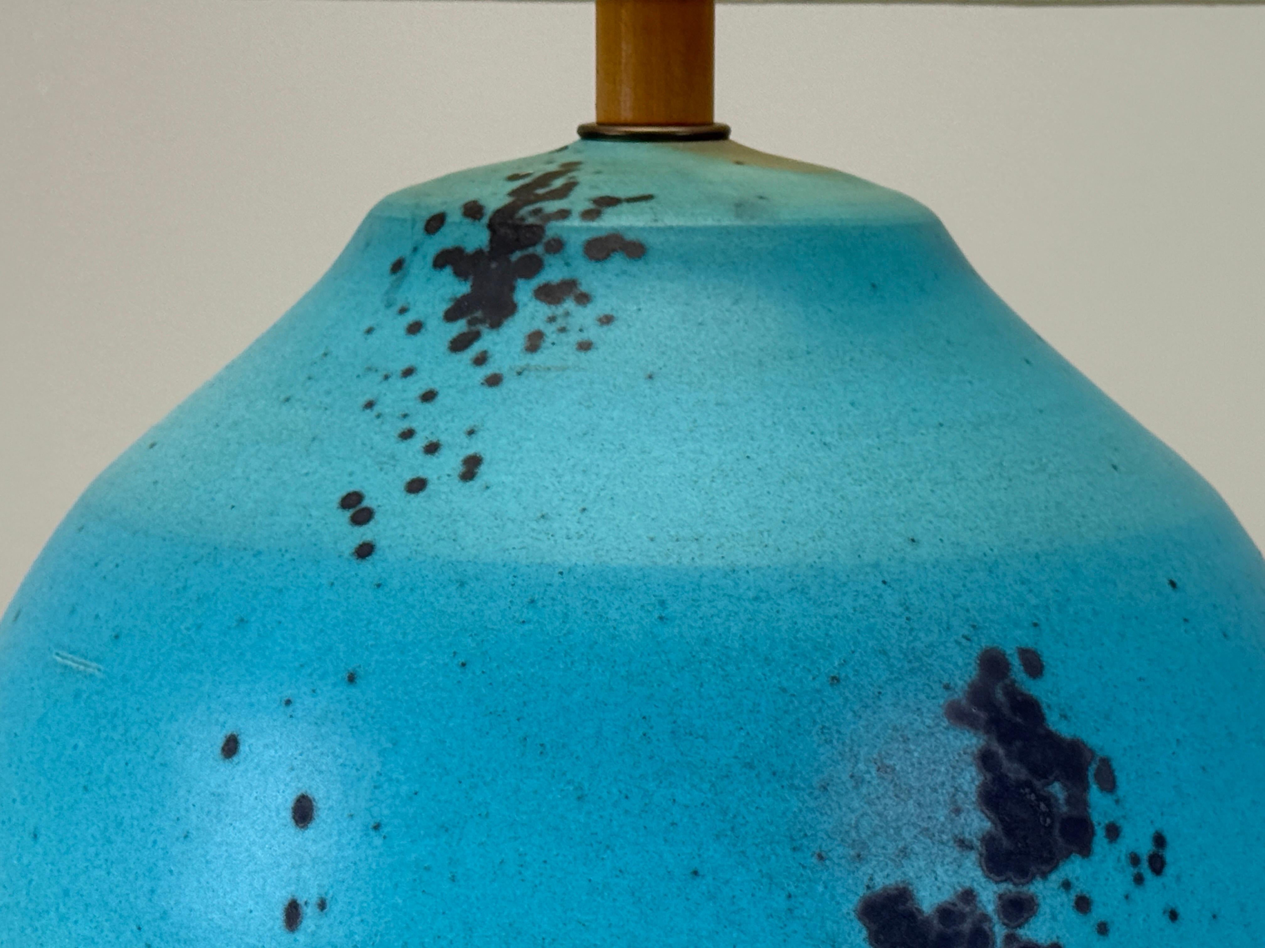 Large Scale Blue Glaze Table Lamp For Sale 5