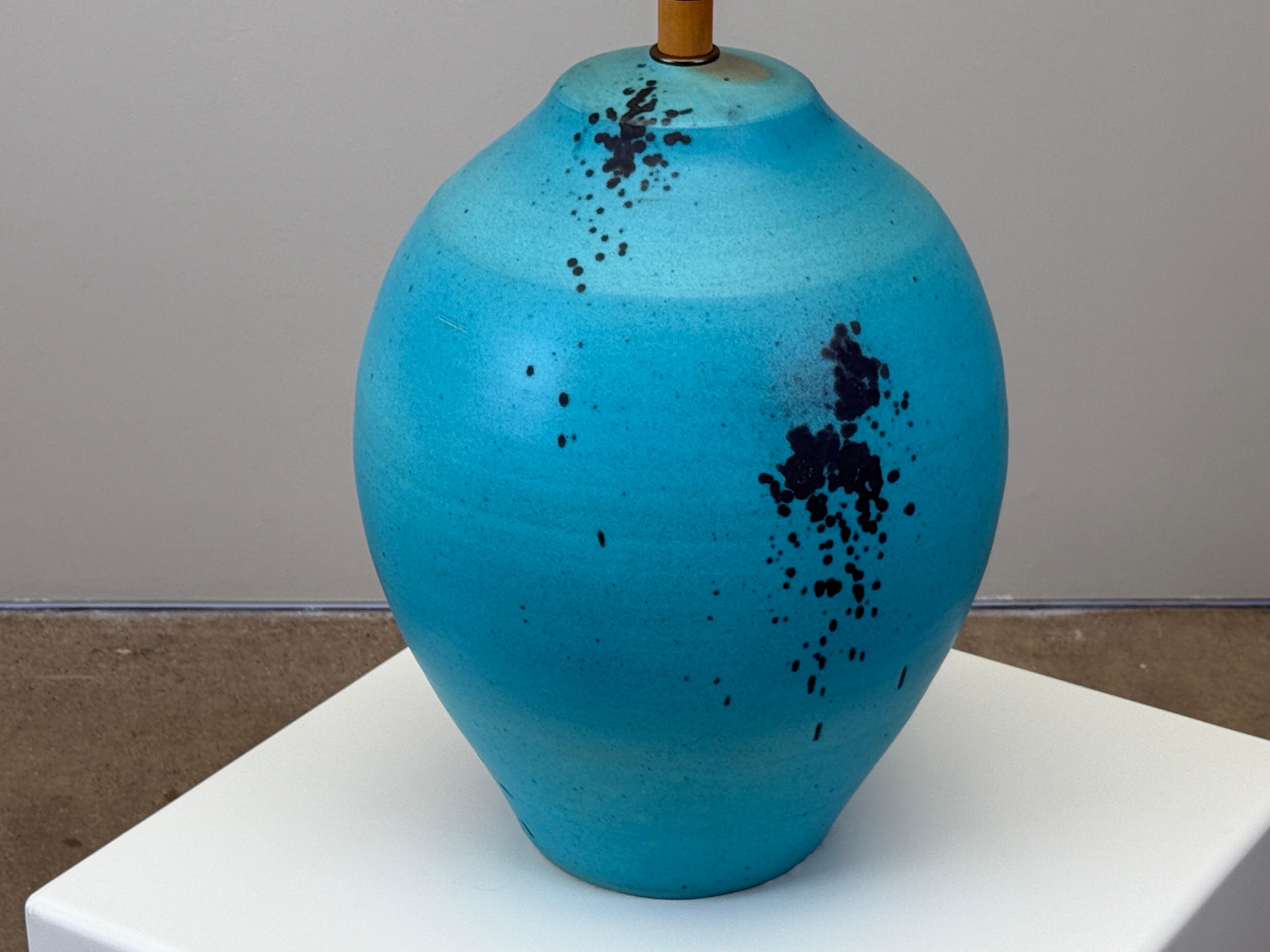 Large Scale Blue Glaze Table Lamp For Sale 7