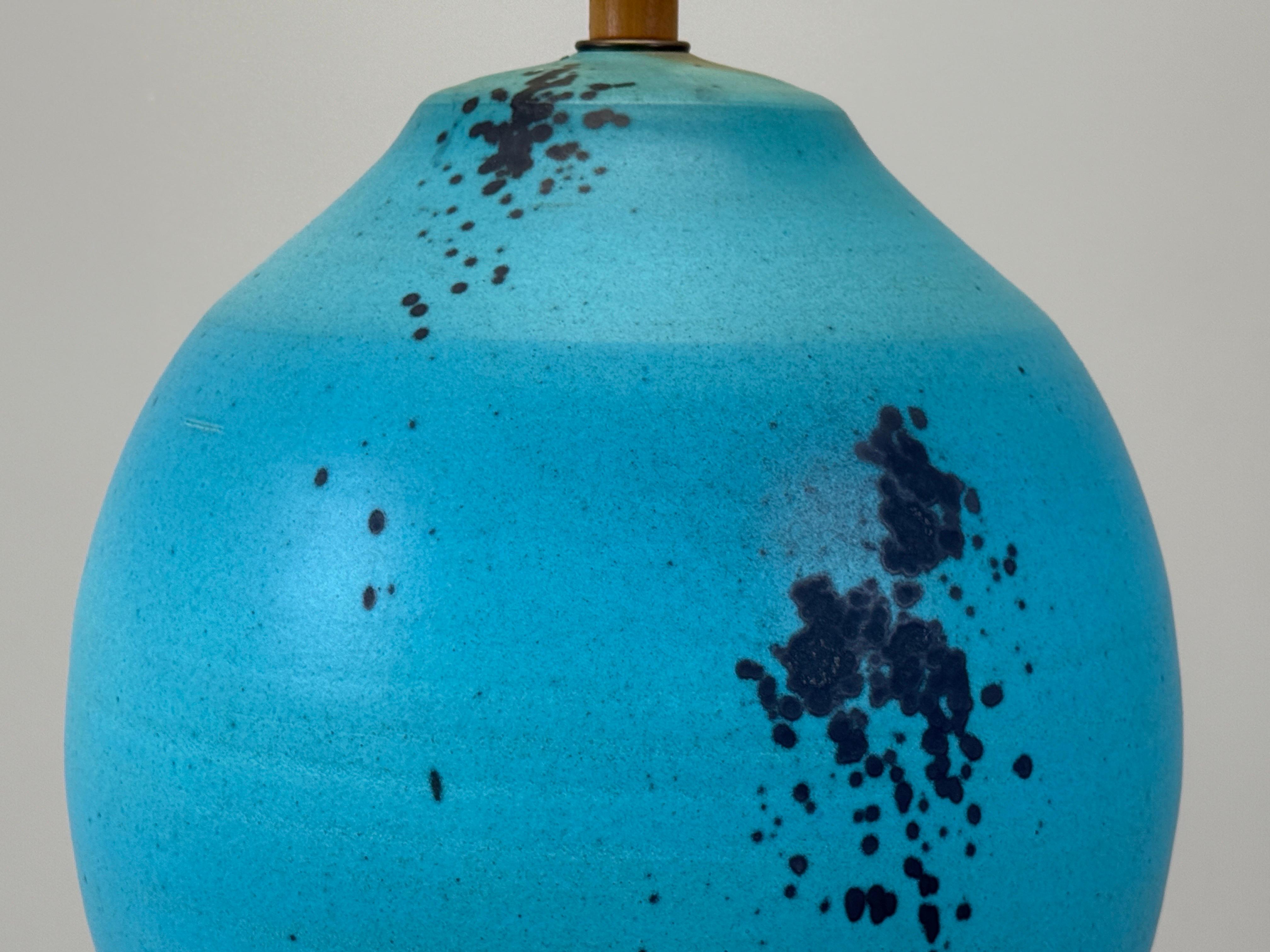 Large Scale Blue Glaze Table Lamp For Sale 8