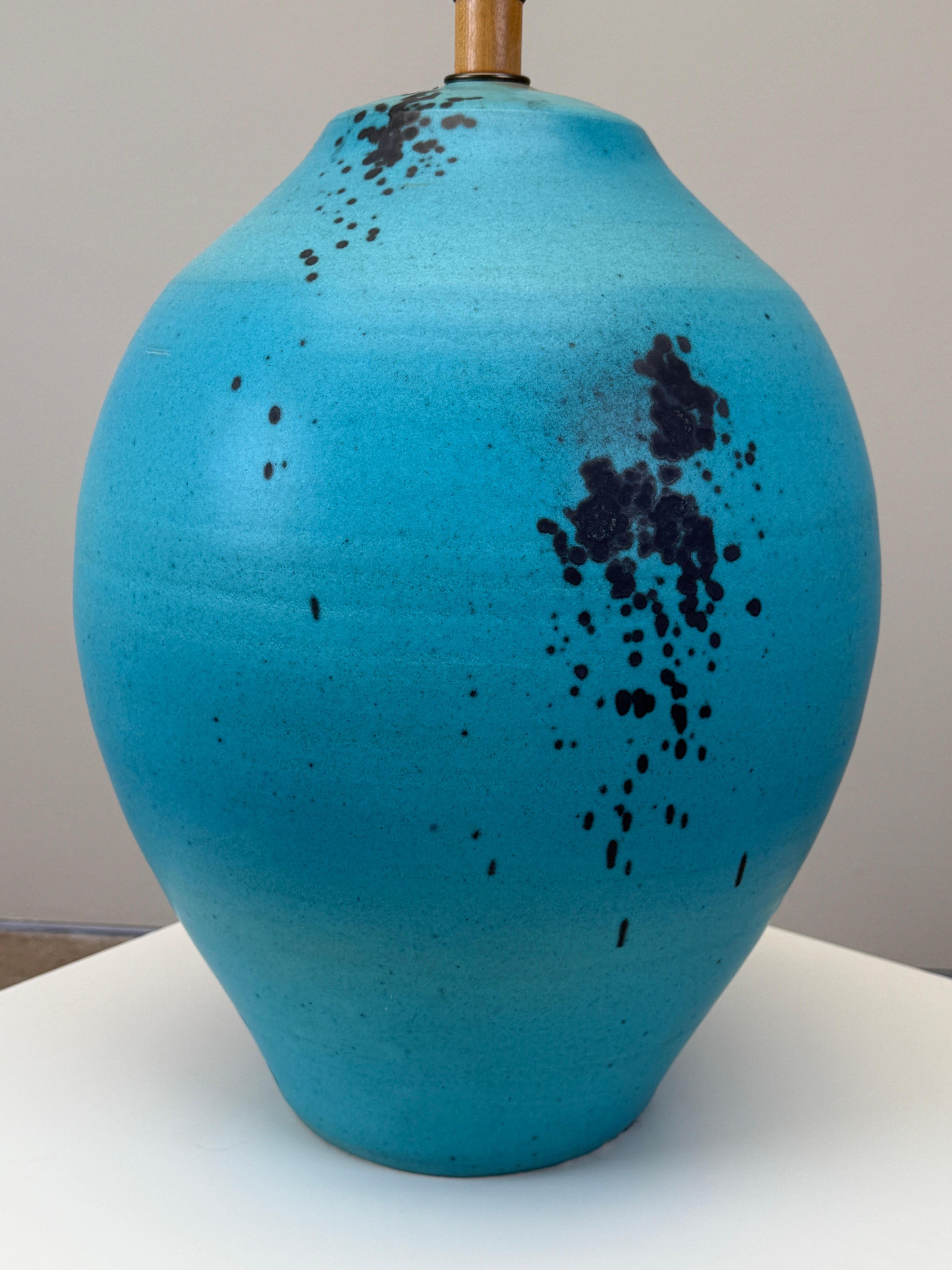 Large Scale Blue Glaze Table Lamp For Sale 11