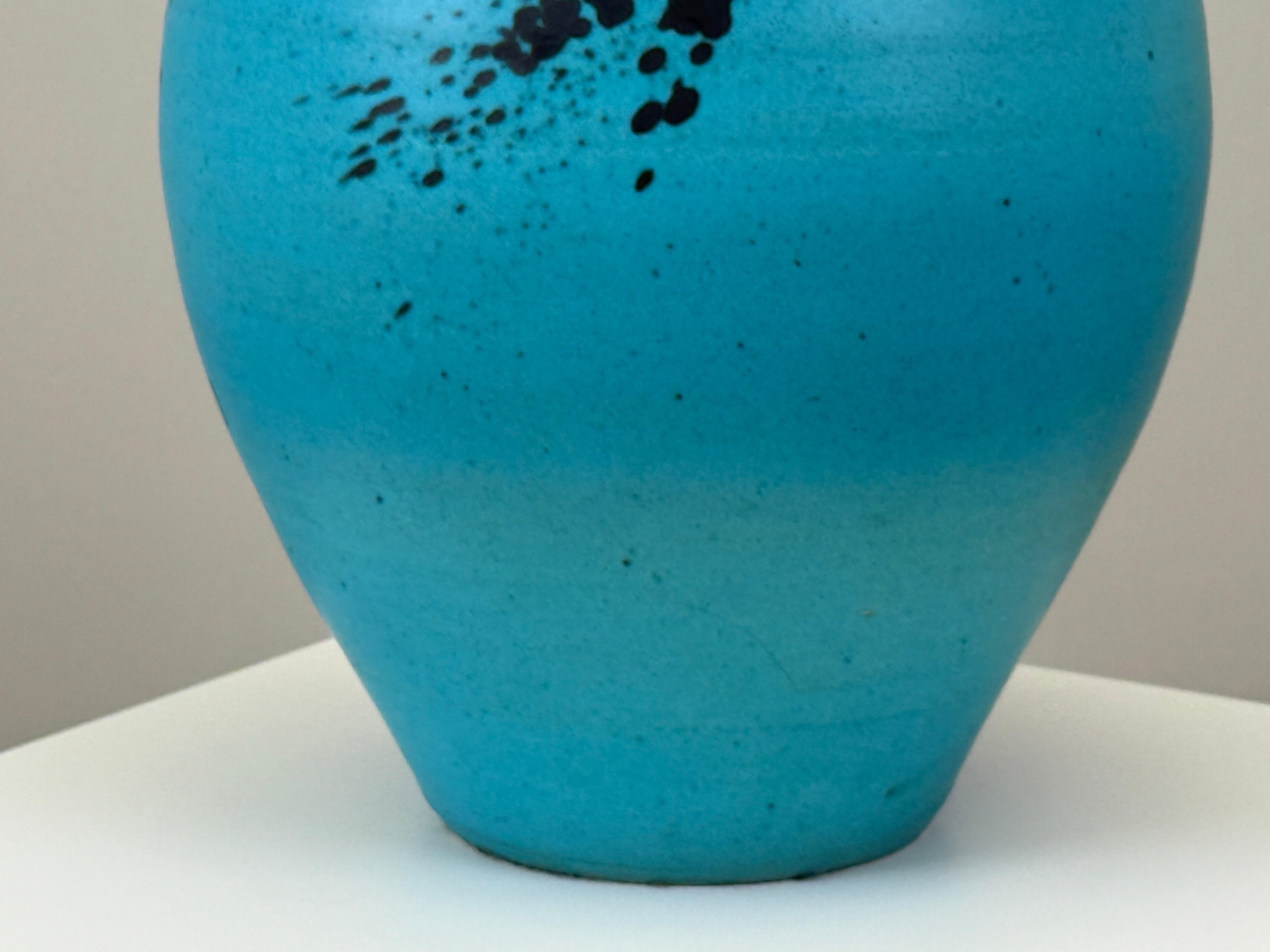 Mid-20th Century Large Scale Blue Glaze Table Lamp For Sale