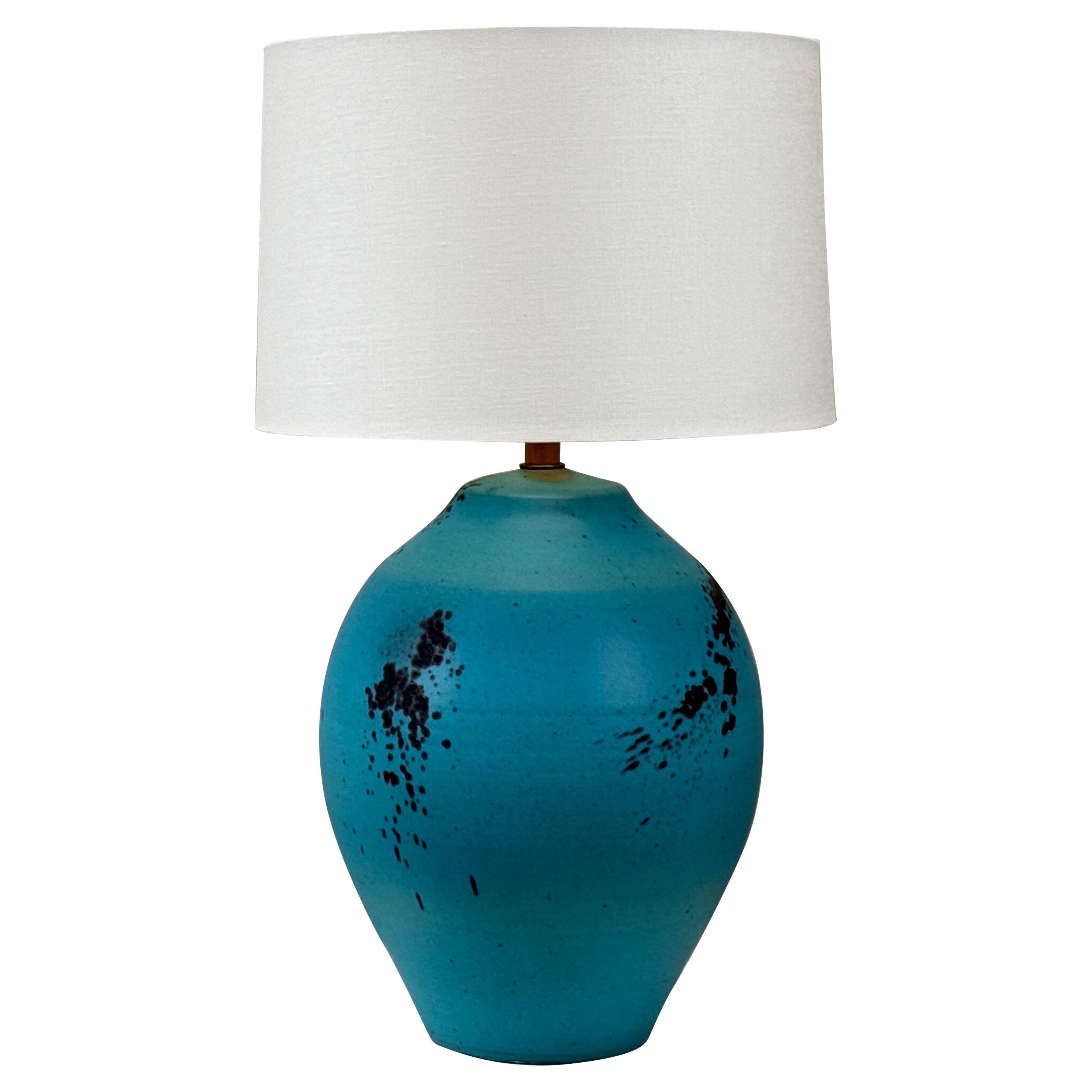 Large Scale Blue Glaze Table Lamp
