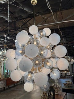 Large Scale Blue Murano Glass and Brass Cloud Chandelier