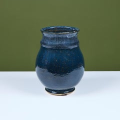 Large Scale Blue Studio Ceramic Vase