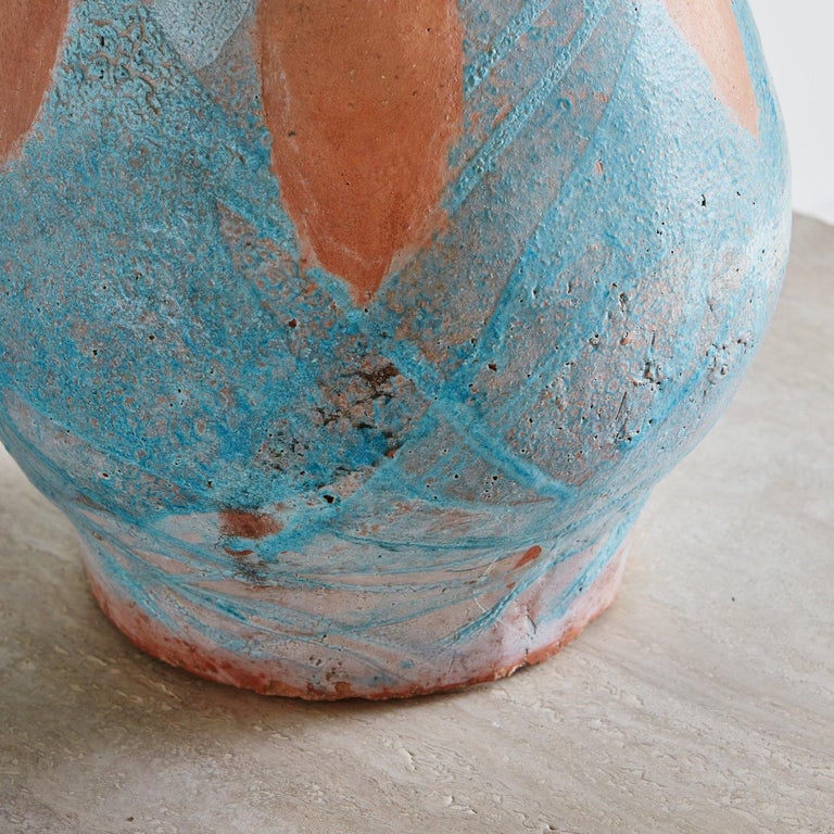 French Large Scale Blue Terracotta Vase, France, 1960s  For Sale