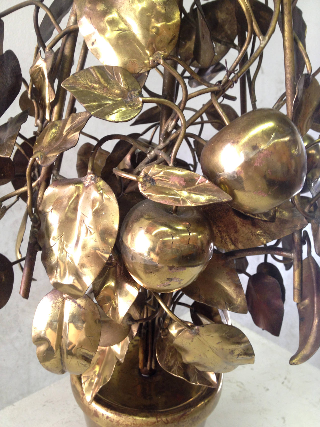 Large-Scale Brass Fruit Tree Lamp by Curtis Jere 1