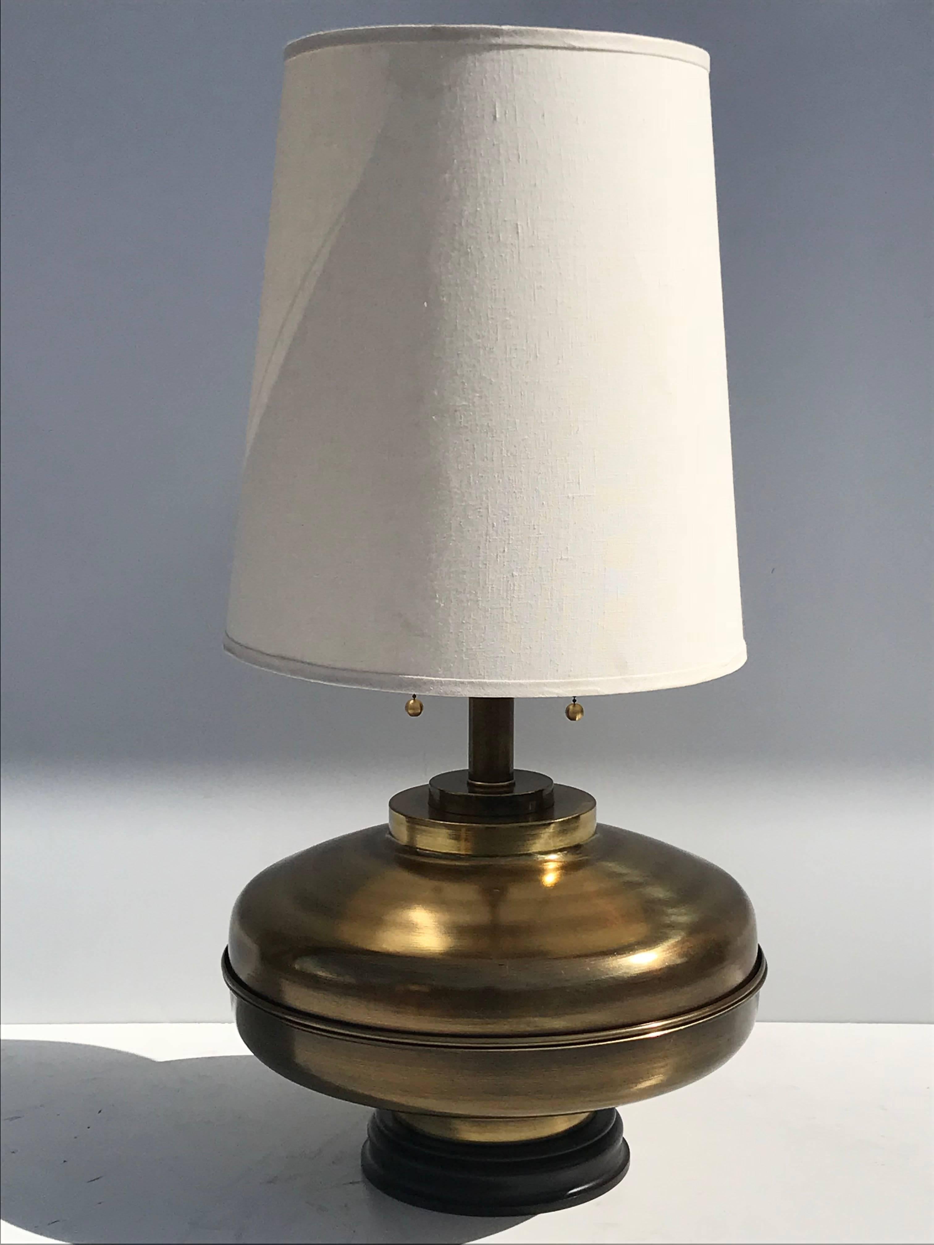 Mid-Century Modern Pair of Large-Scale Brass Lamp For Sale