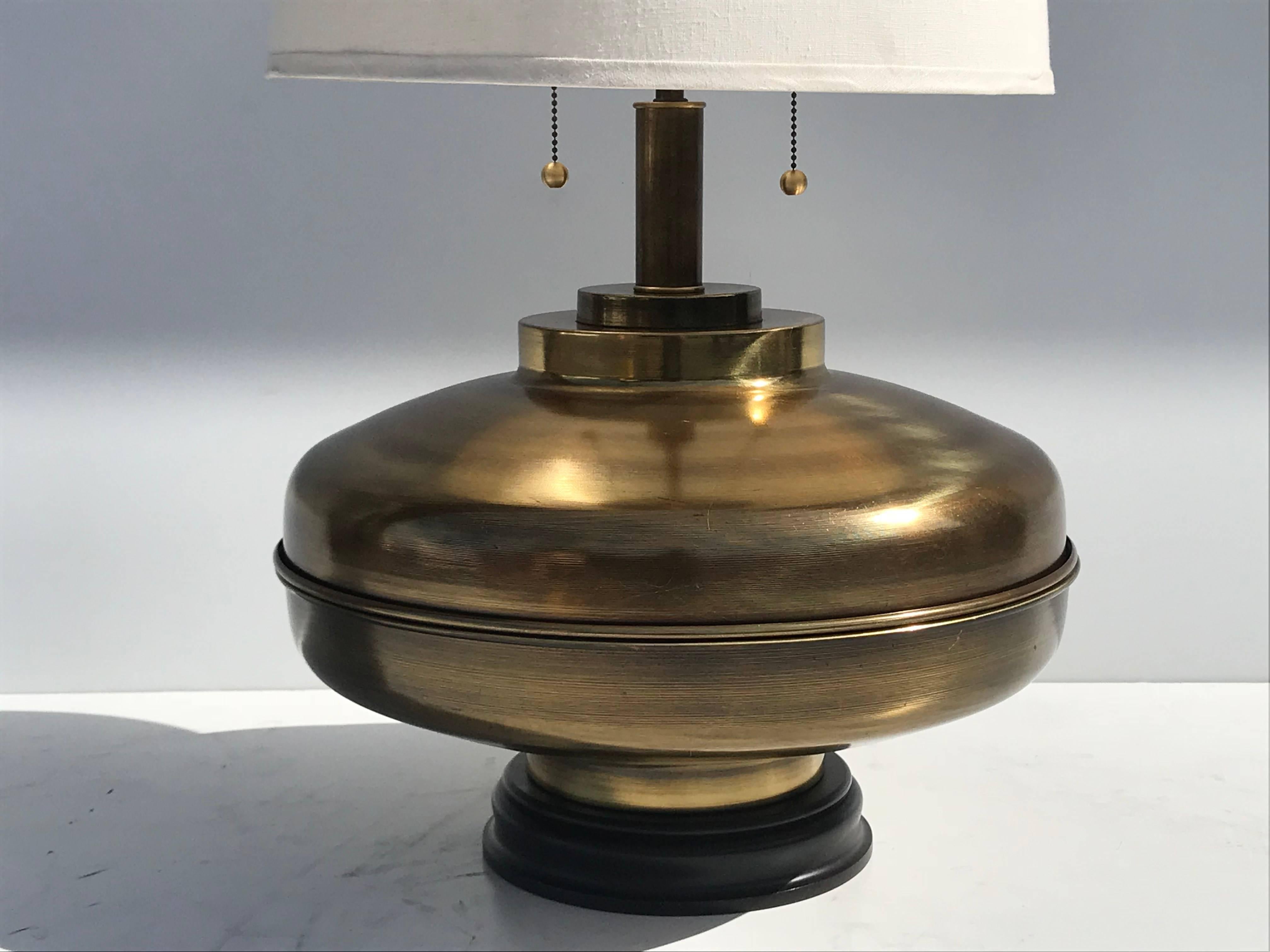 American Pair of Large-Scale Brass Lamp For Sale