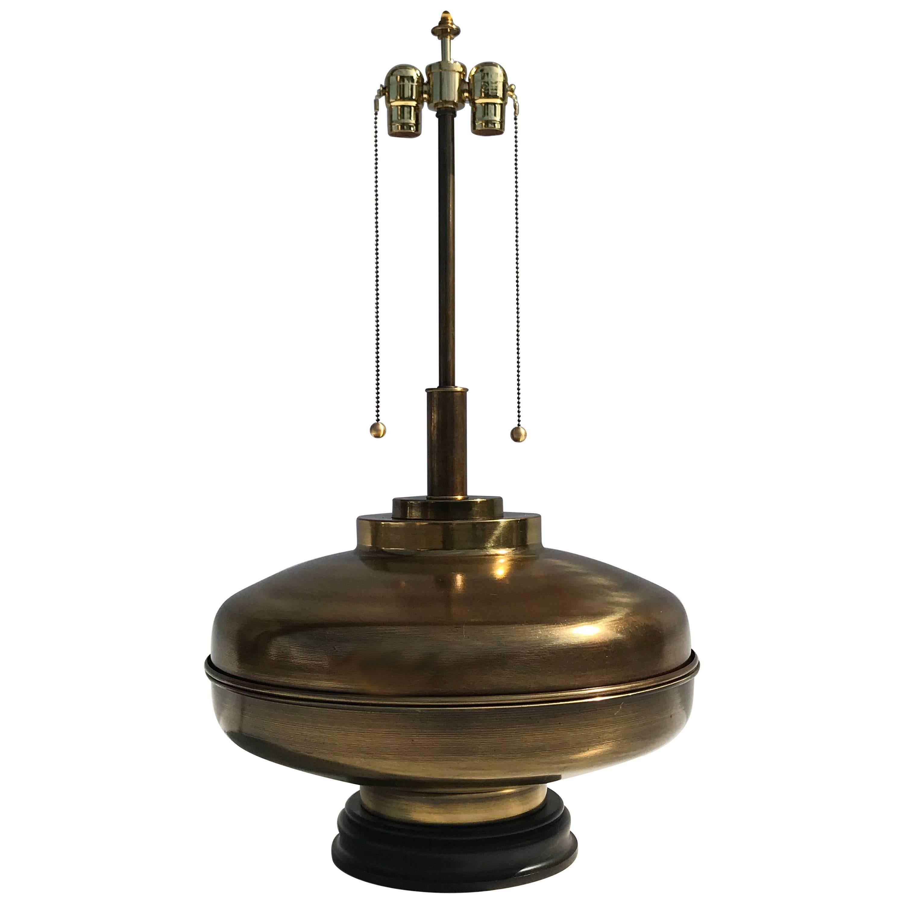 Pair of Large-Scale Brass Lamp