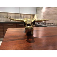 Large Scale Brass Longhorn Wall Sculpture