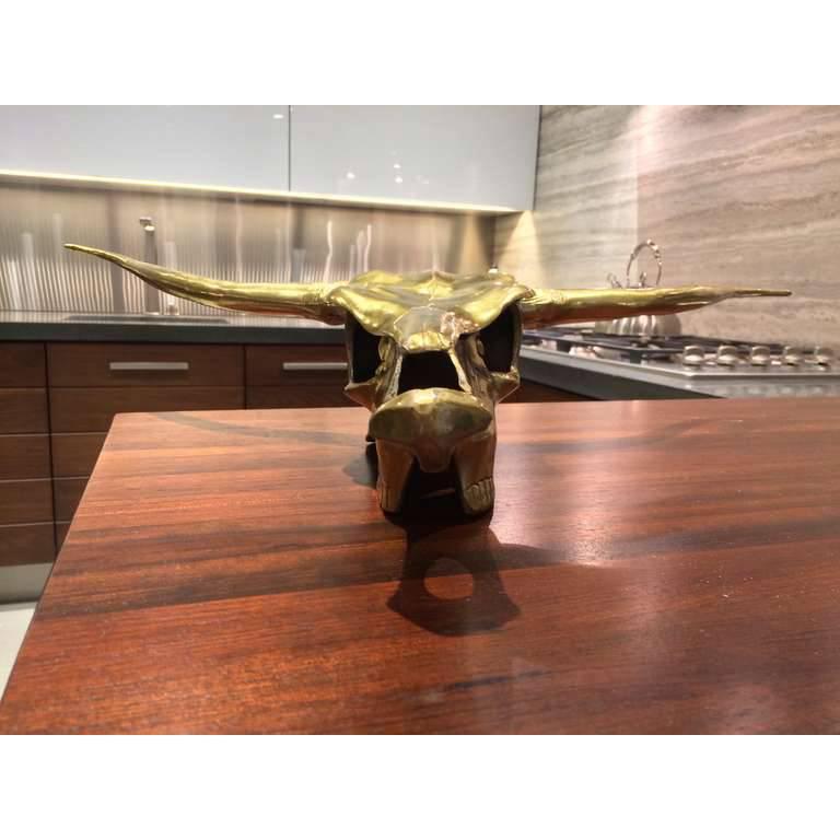 Large Scale Brass Longhorn Wall Sculpture In Good Condition In New York, NY