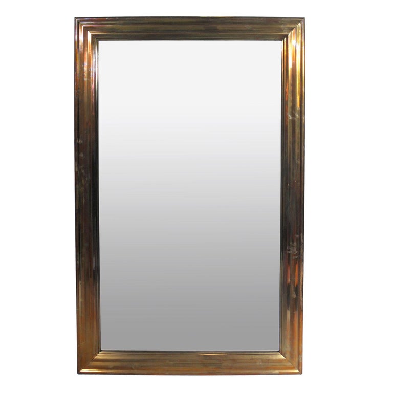 Ancien Miroir De Marchand De Chaussures En Laiton à Restaurer 49x37 Cm