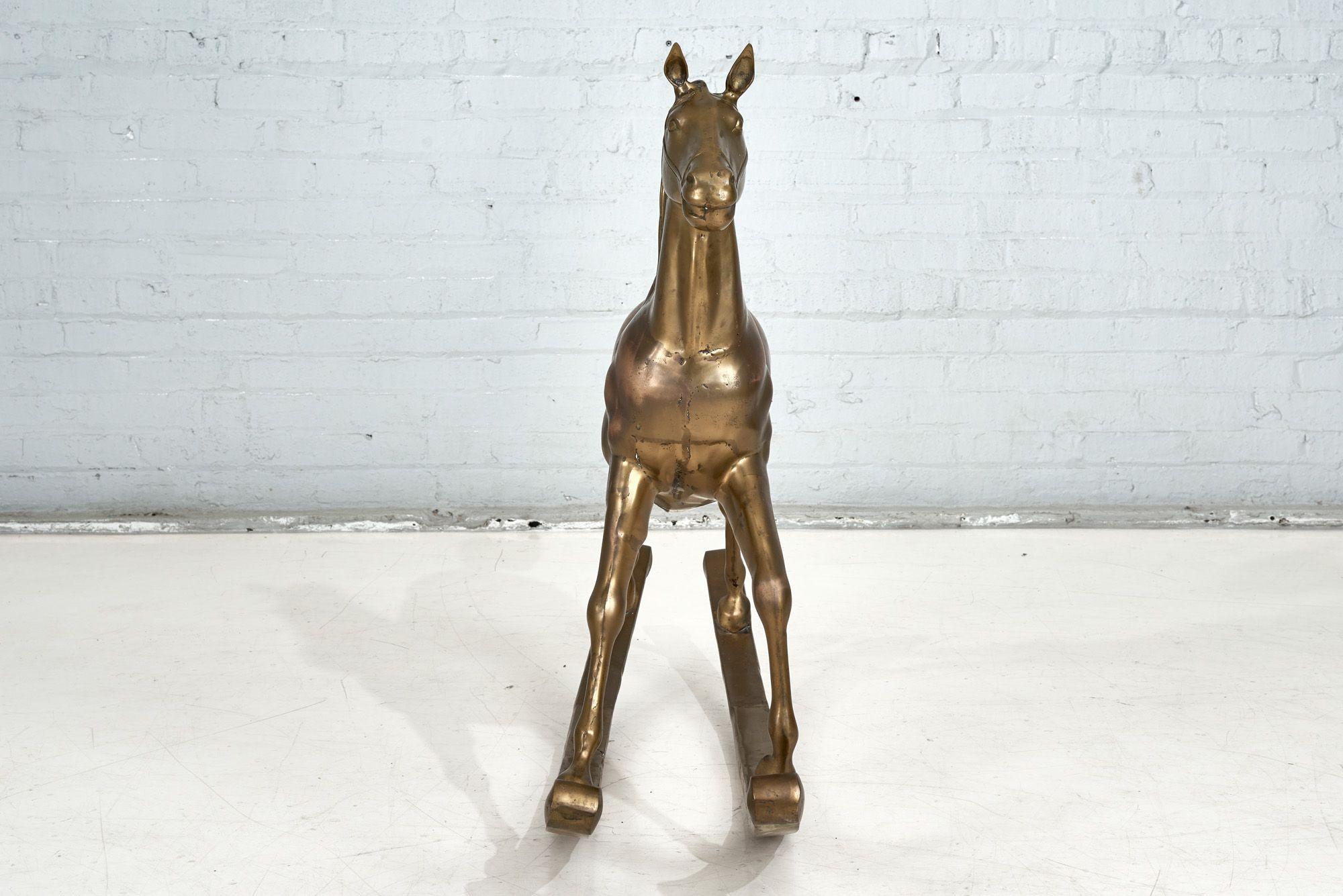 American Large Scale Brass Rocking Horse, 1960