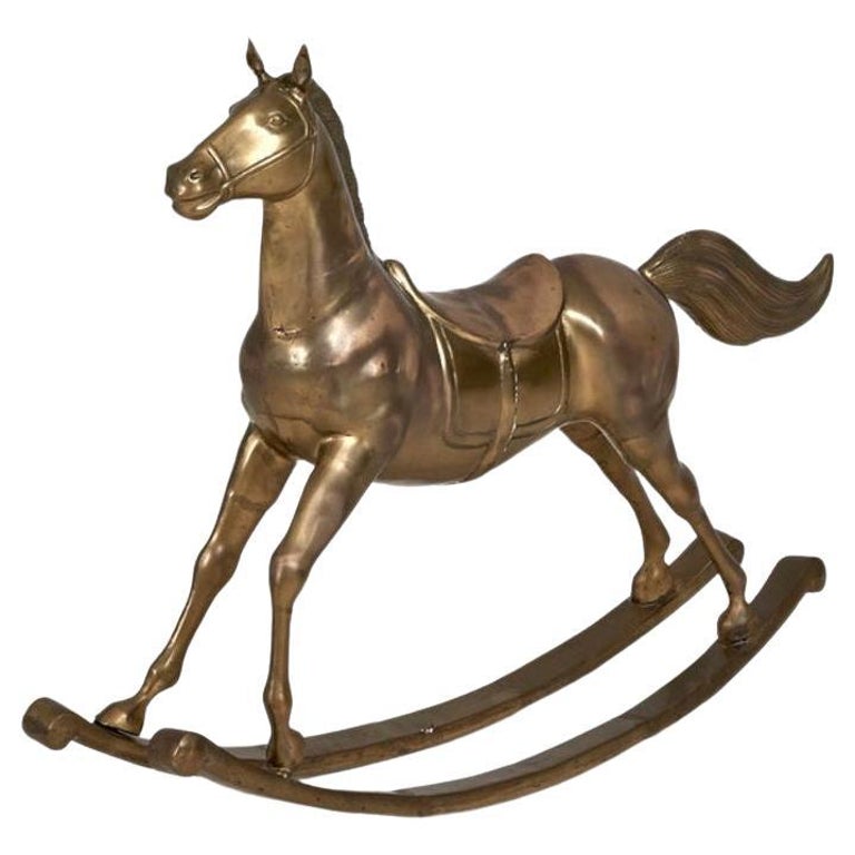 Large Scale Brass Rocking Horse, 1960 at 1stDibs | large brass rocking horse