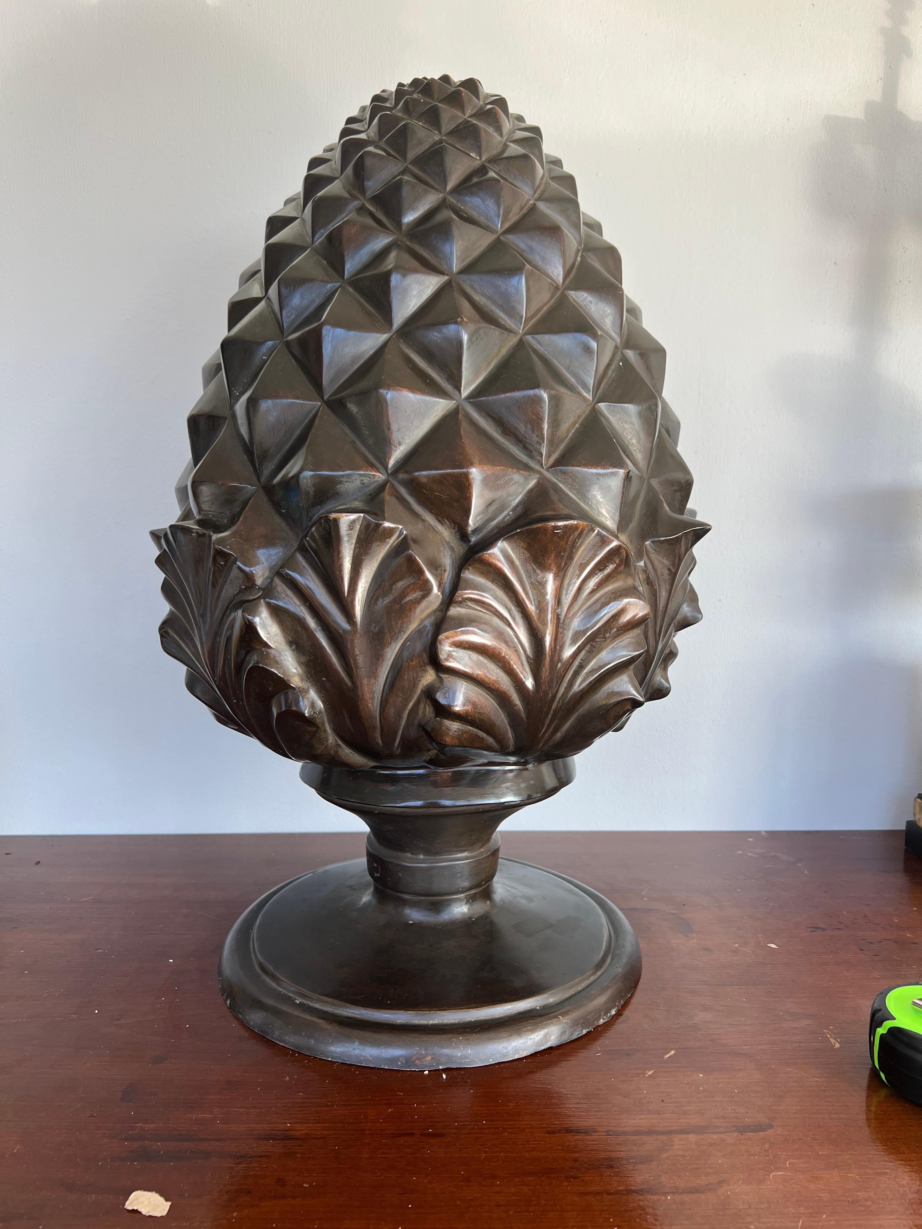 Neoclassical Large Scale Bronze Centerpiece Model of a Pinecone or Pineapple For Sale