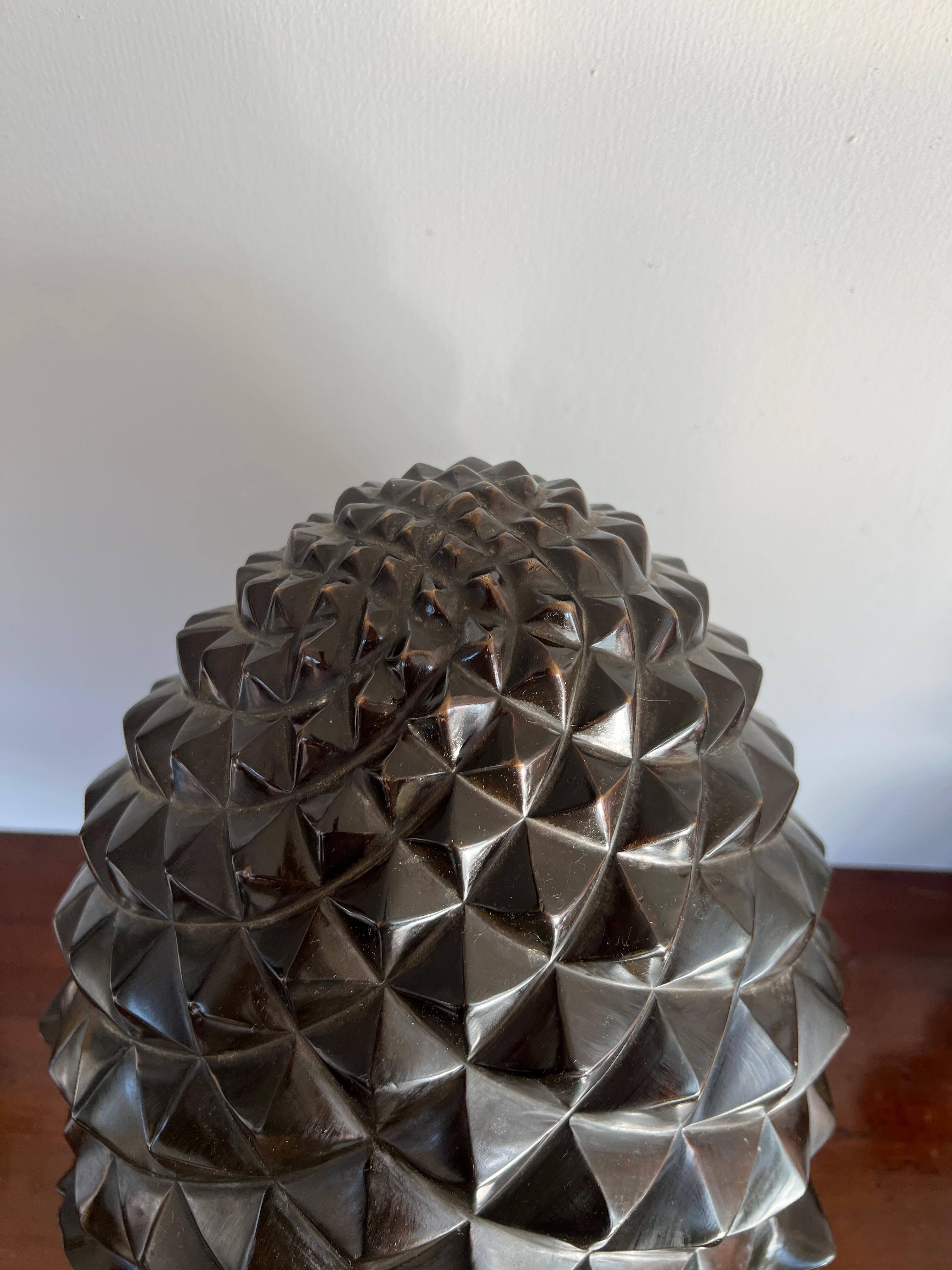 Large Scale Bronze Centerpiece Model of a Pinecone or Pineapple In Good Condition For Sale In Atlanta, GA