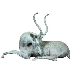Large-Scale Bronze Ibex Figural Sculpture