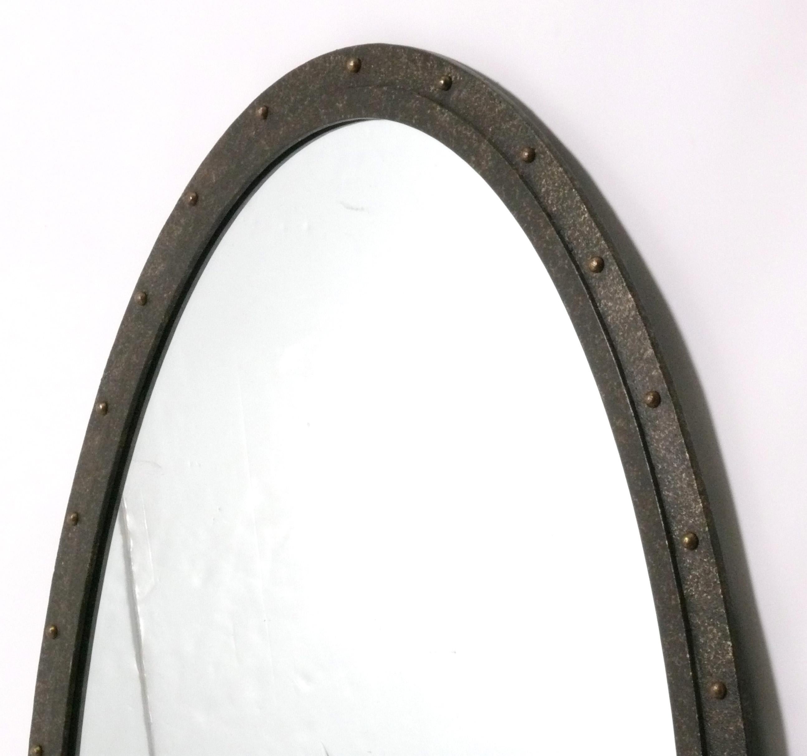 Americano Specchio Oblò ovale in bronzo di grandi dimensioni 58,5